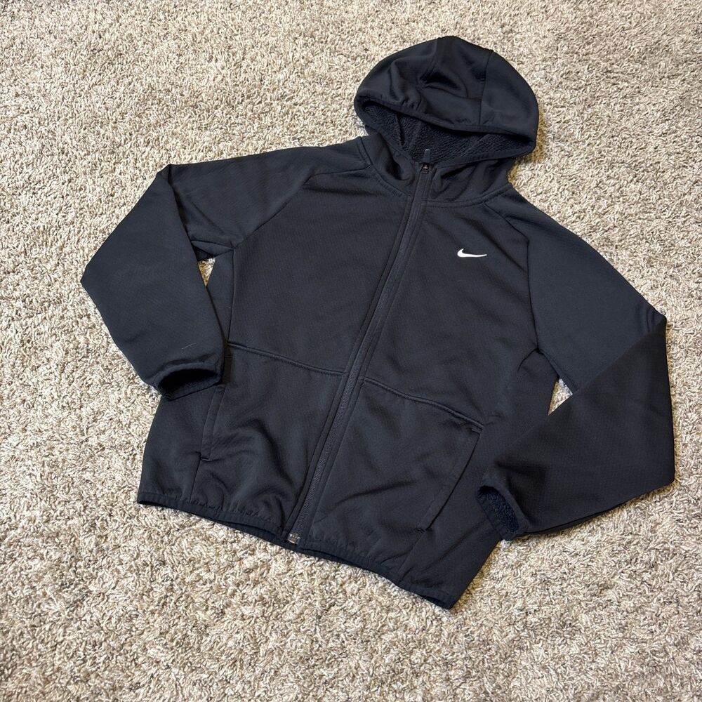 Nike Therma-FIT Hoodie Mens Large Black Full Zip Jacket Sweatshirt Athletic Warm